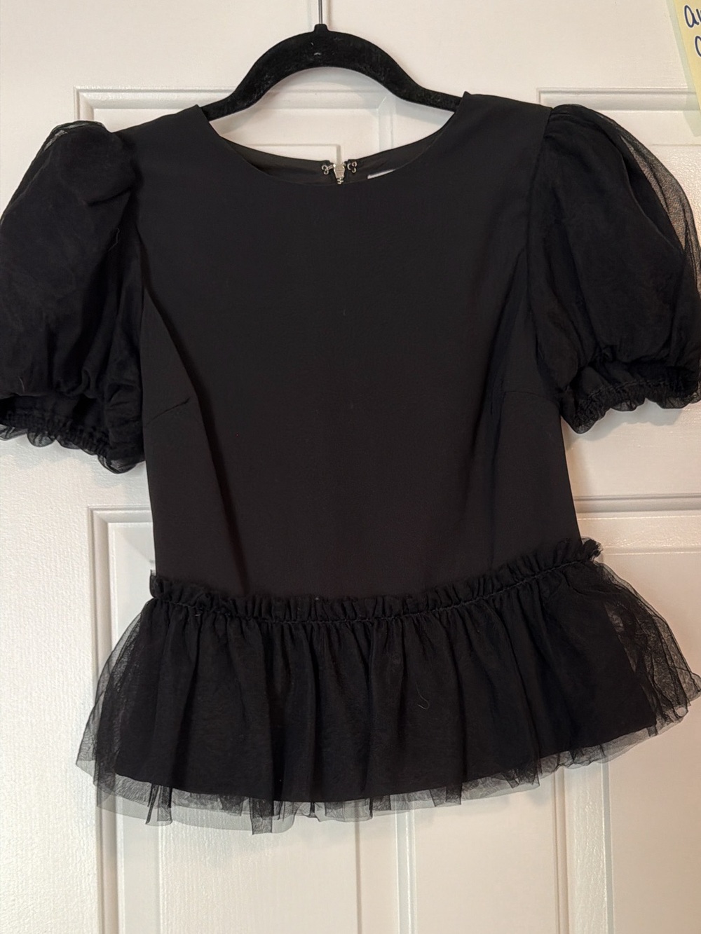 Black Puff Sleeve Peplum Top - NWOT